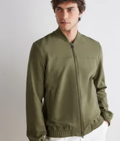 Bomber jersey in cotone e lino