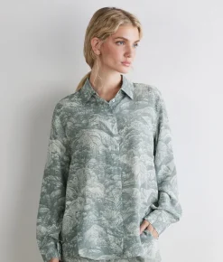 Camicia con colletto in seta stampata