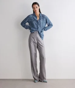 Camicia con colletto in seta stampata