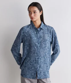 Camicia con colletto in seta stampata