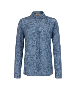 Camicia con colletto in seta stampata