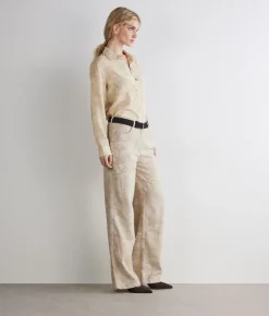 Camicia con colletto in seta stampata