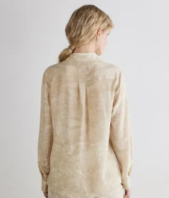Camicia con colletto in seta stampata