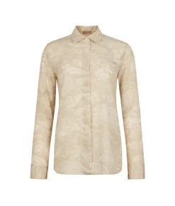 Camicia con colletto in seta stampata
