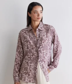 Camicia con colletto in seta stampata
