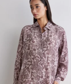 Camicia con colletto in seta stampata