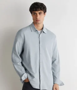 Camicia in piquet di cotone e seta