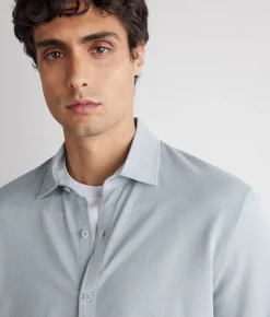 Camicia in piquet di cotone e seta