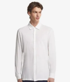 Camicia in piquet di cotone e seta