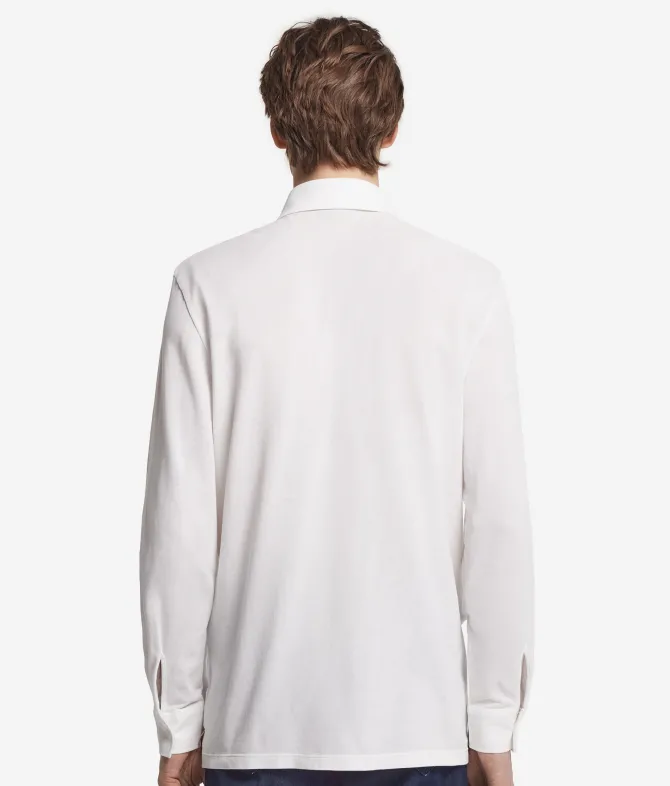 Camicia in piquet di cotone e seta