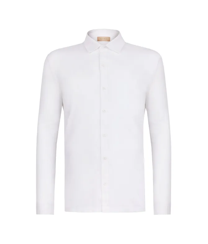 Camicia in piquet di cotone e seta