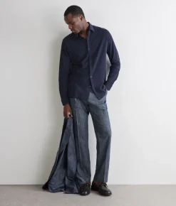 Camicia in piquet di cotone e seta