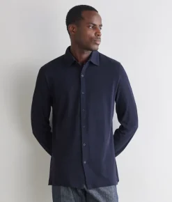 Camicia in piquet di cotone e seta
