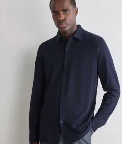 Camicia in piquet di cotone e seta