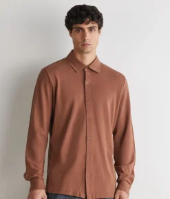 Camicia in piquet di cotone e seta