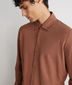 Camicia in piquet di cotone e seta