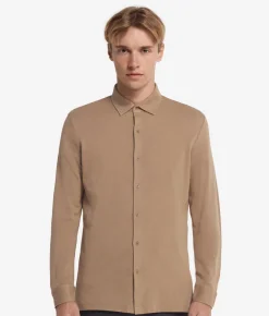 Camicia in piquet di cotone e seta