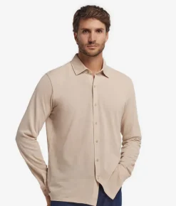 Camicia in piquet di cotone e seta
