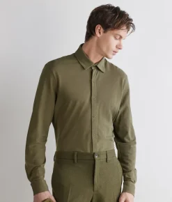 Camicia in piquet di cotone e seta