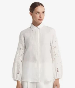 Camicia ricamata in lino