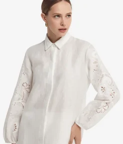 Camicia ricamata in lino