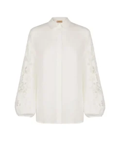 Camicia ricamata in lino