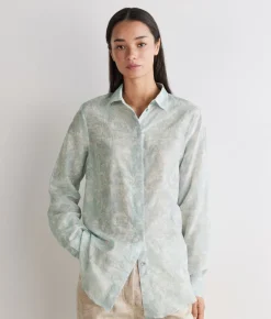 Camicia stampata in cotone e seta