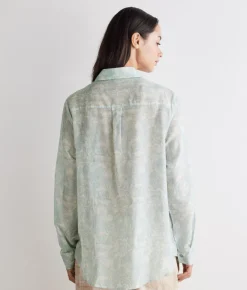 Camicia stampata in cotone e seta