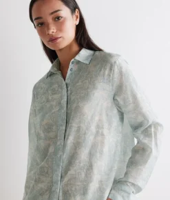 Camicia stampata in cotone e seta