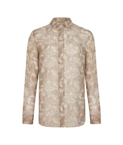 Camicia stampata in cotone e seta