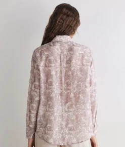 Camicia stampata in cotone e seta