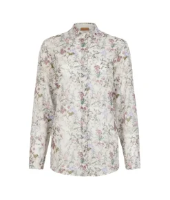 Camicia stampata in cotone seta con cristalli
