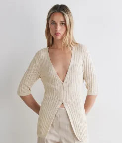 Cardigan a coste lamé