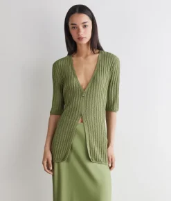 Cardigan a coste lamé