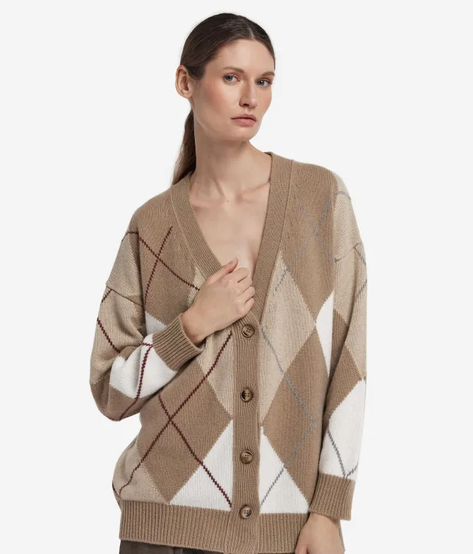 Cardigan a rombi in Cashmere Ultrasoft