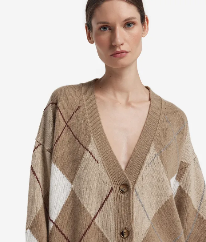 Cardigan a rombi in Cashmere Ultrasoft