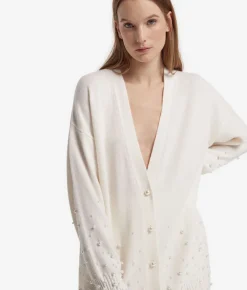 Cardigan con perle in Cashmere Ultrasoft
