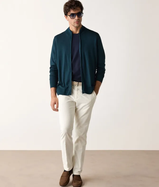 Cardigan con zip in Cashmere Ultrafine