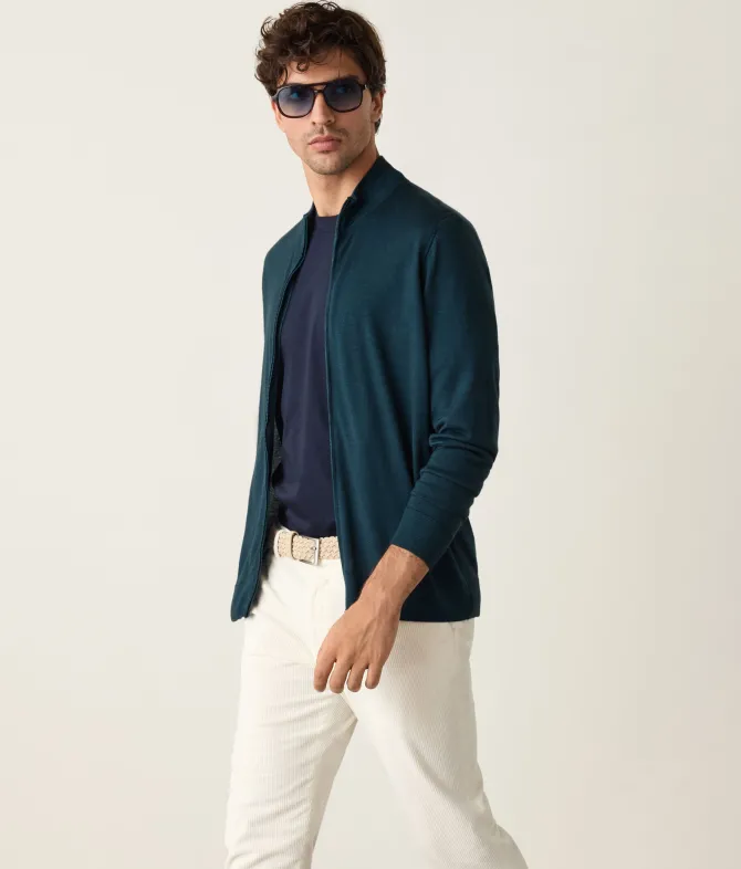 Cardigan con zip in Cashmere Ultrafine