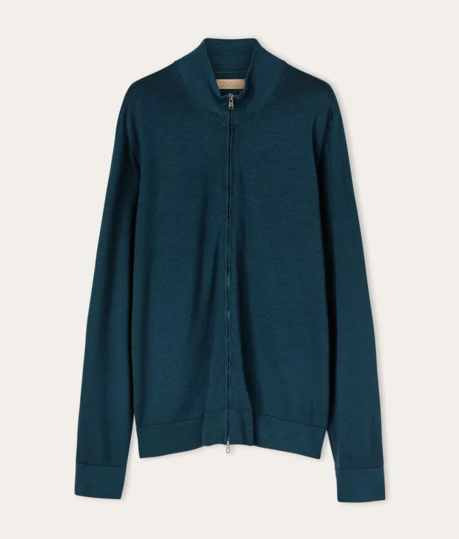 Cardigan con zip in Cashmere Ultrafine
