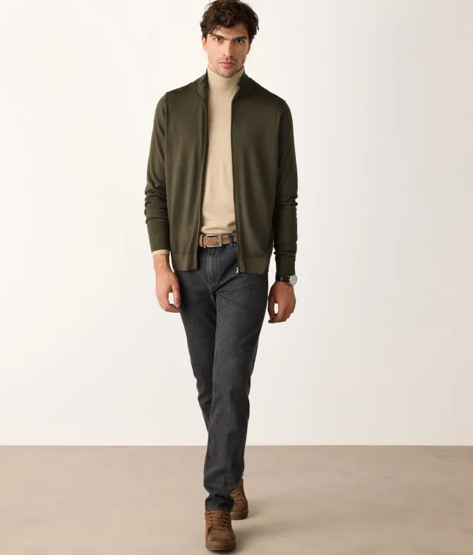 Cardigan con zip in Cashmere Ultrafine