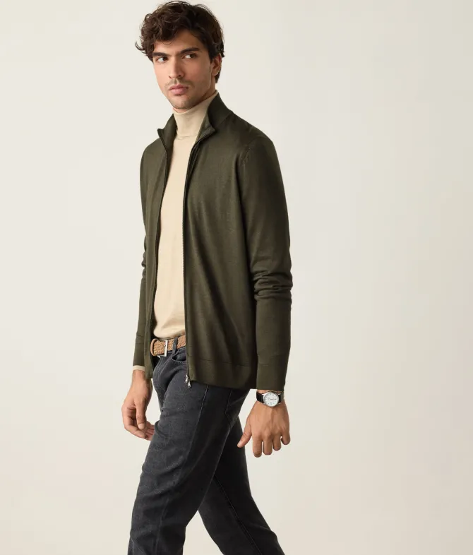 Cardigan con zip in Cashmere Ultrafine