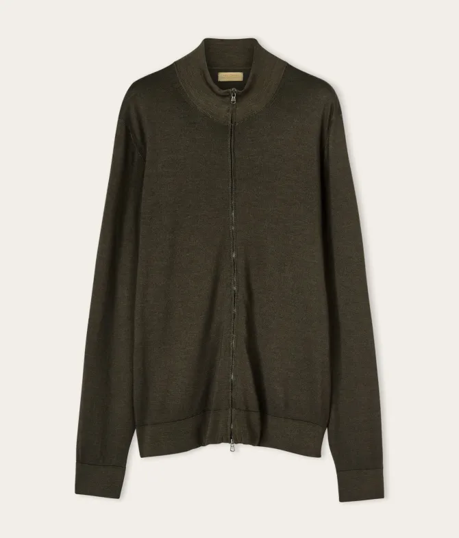 Cardigan con zip in Cashmere Ultrafine