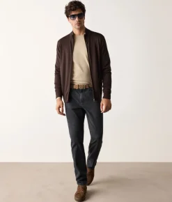 Cardigan con zip in Cashmere Ultrafine