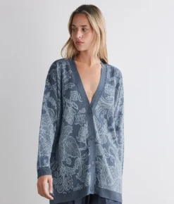 Cardigan jacquard botanico