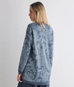 Cardigan jacquard botanico