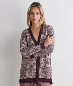 Cardigan jacquard botanico