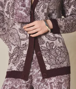 Cardigan jacquard botanico
