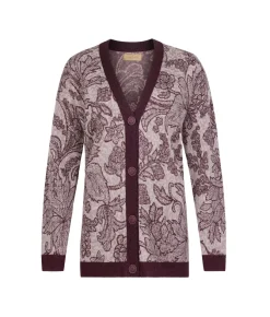 Cardigan jacquard botanico
