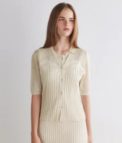 Cardigan trafori lamè